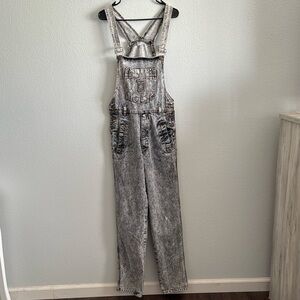 vintage U.S. Army Javolis Acid Wash Denim Overalls Small